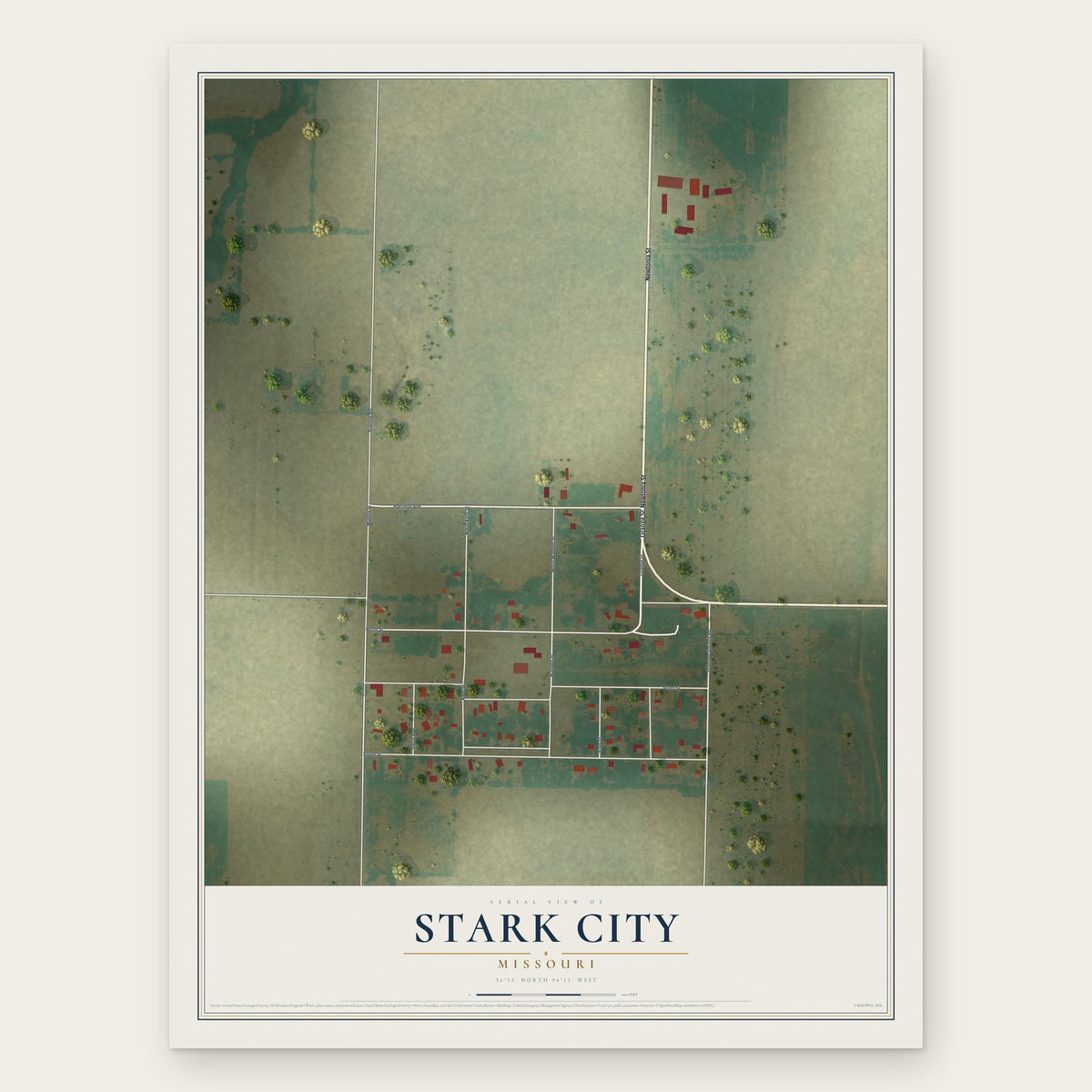Stark City, Missouri map print, the full design