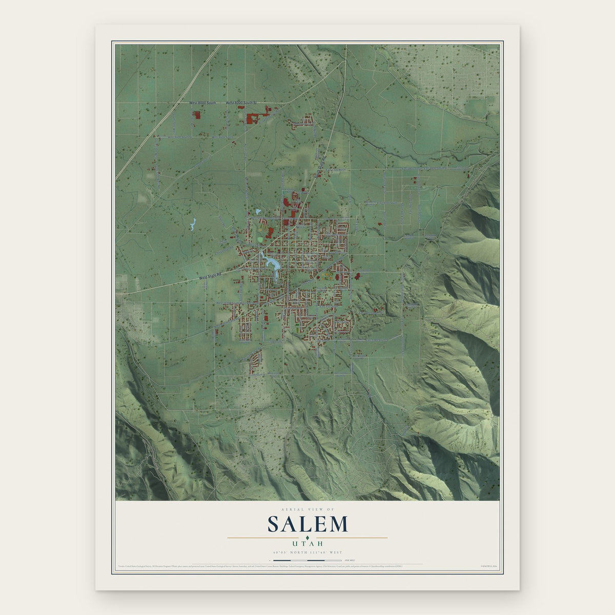 Salem, Utah map print, the full design