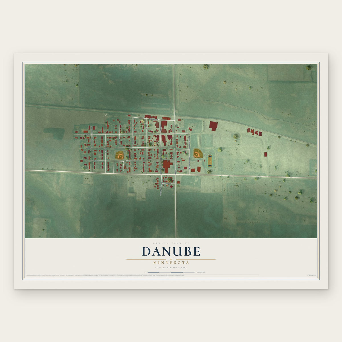 Danube, Minnesota map print, the full design
