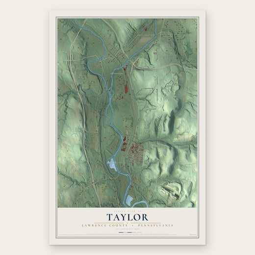 Taylor, Lawrence County, Pennsylvania map print, the full design
