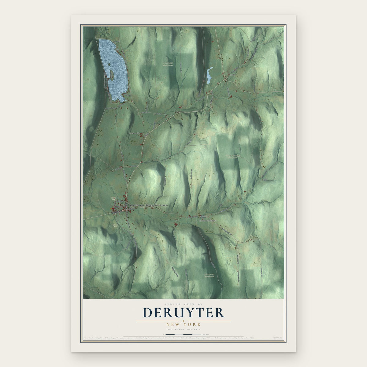 DeRuyter, New York map print, the full design