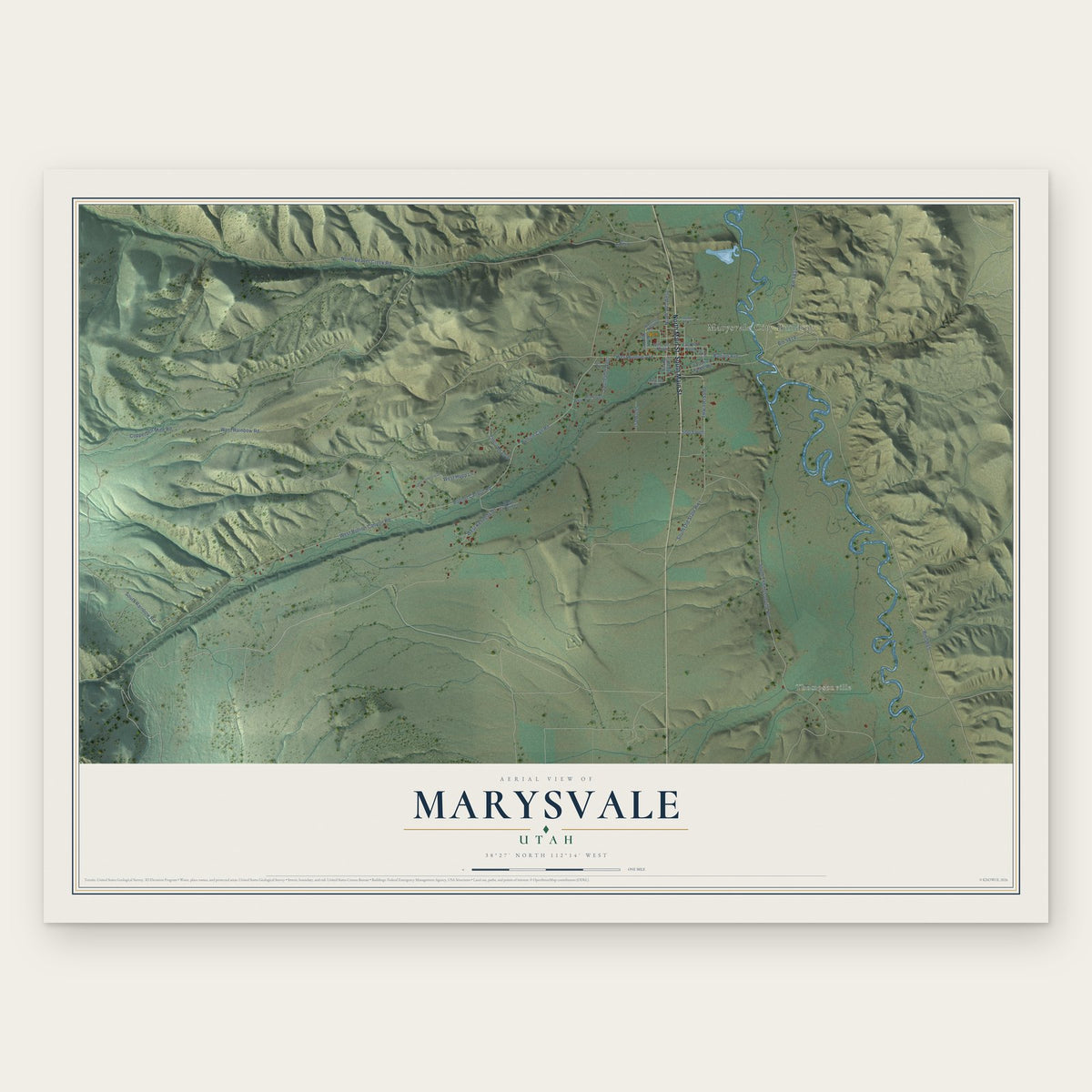 Marysvale, Utah map print, the full design