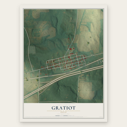 Gratiot, Ohio map print, the full design