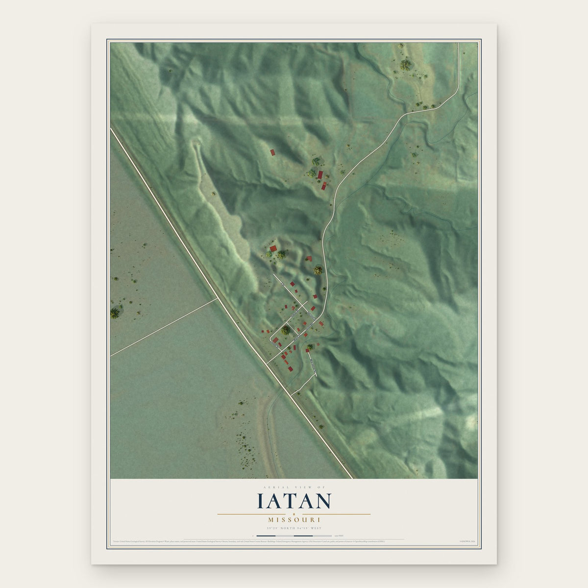 Iatan, Missouri map print, the full design