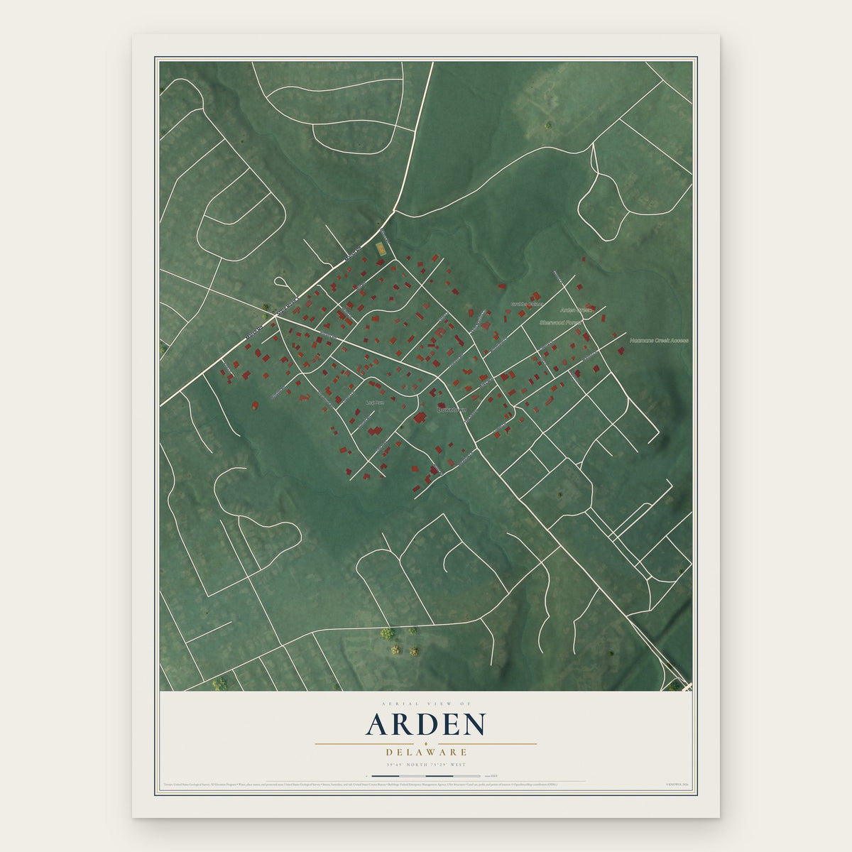 Arden, Delaware map print, the full design