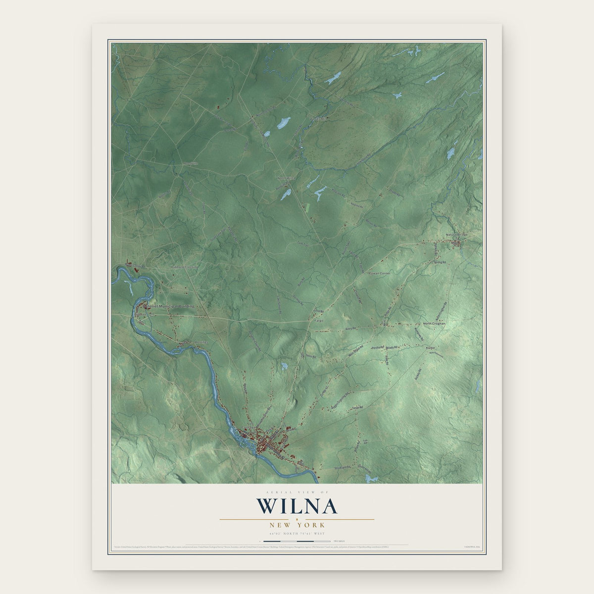 Wilna, New York map print, the full design