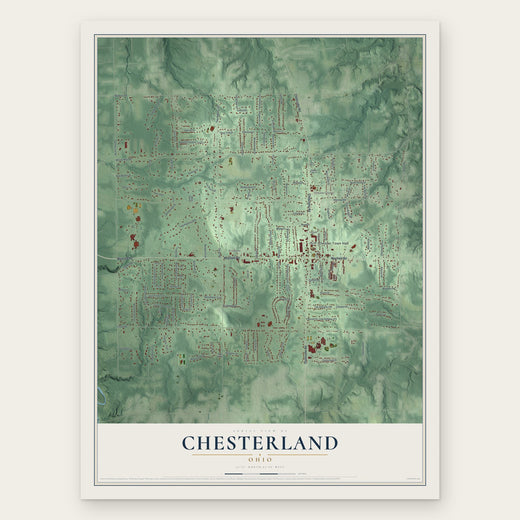 Chesterland, Ohio map print, the full design