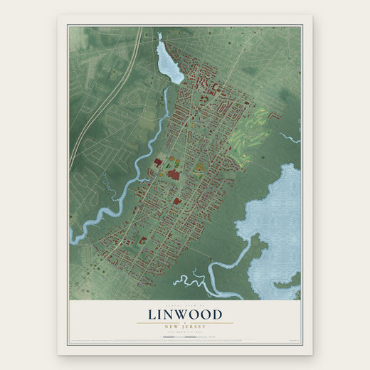 Linwood, New Jersey map print, the full design