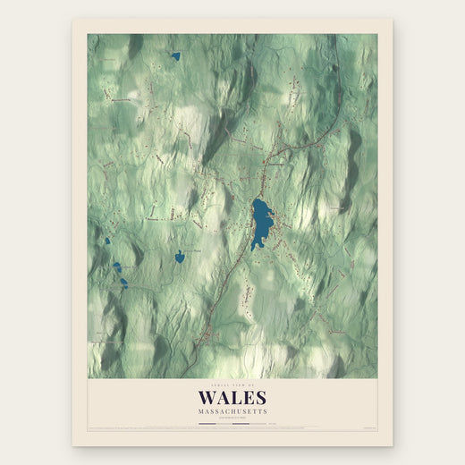 Wales, Massachusetts map print, the full design