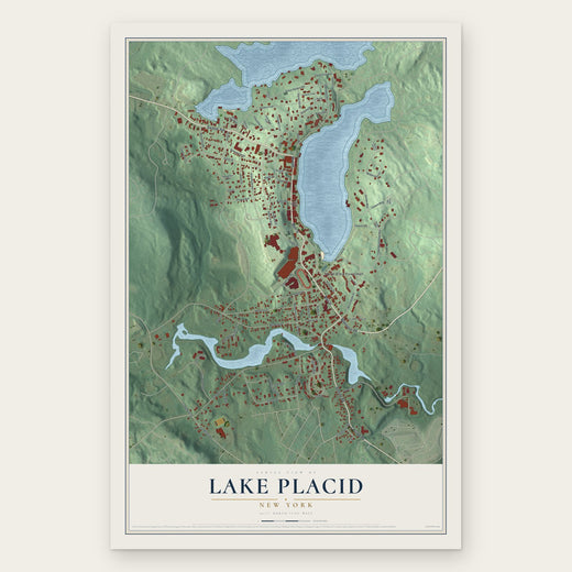 Lake Placid, New York map print, the full design
