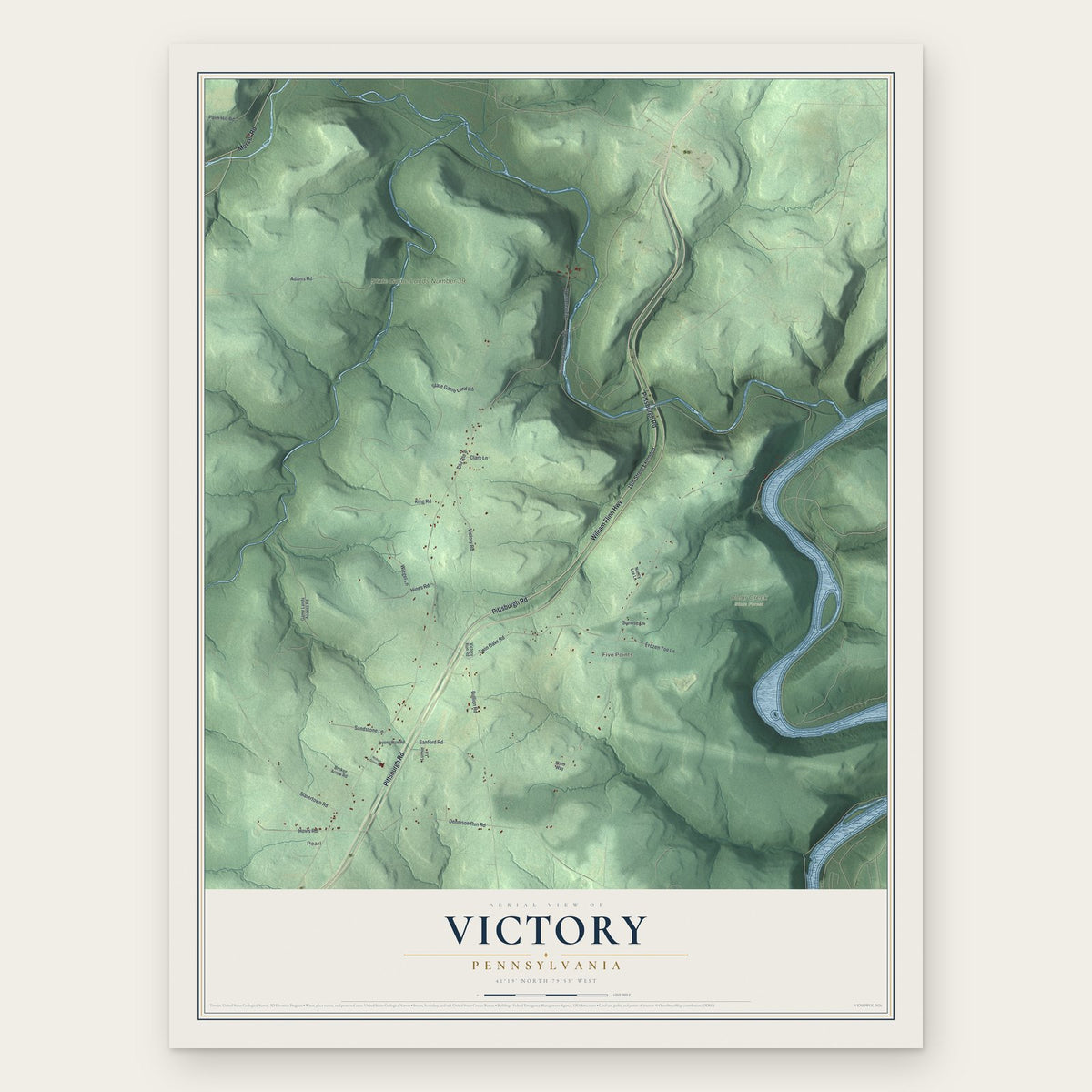 Victory, Pennsylvania map print, the full design