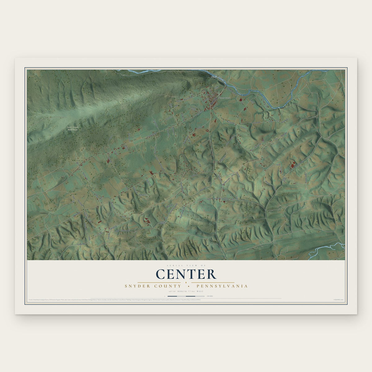 Center, Snyder County, Pennsylvania map print, the full design