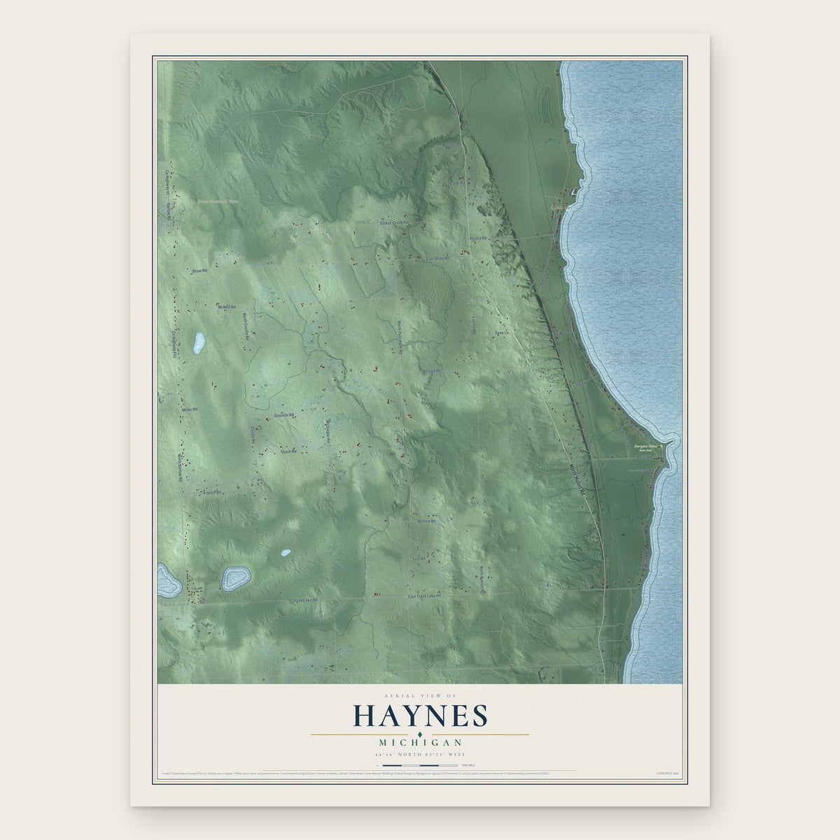 Haynes, Michigan map print, the full design