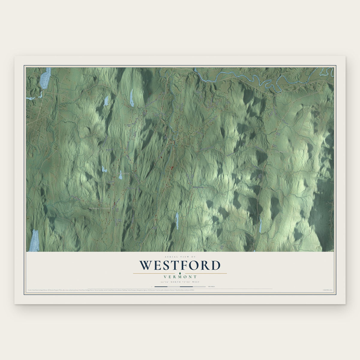 Westford, Vermont map print, the full design