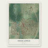 Deer Lodge, Montana map print, the full design