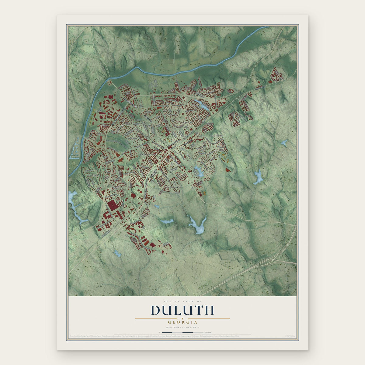 Duluth, Georgia map print, the full design