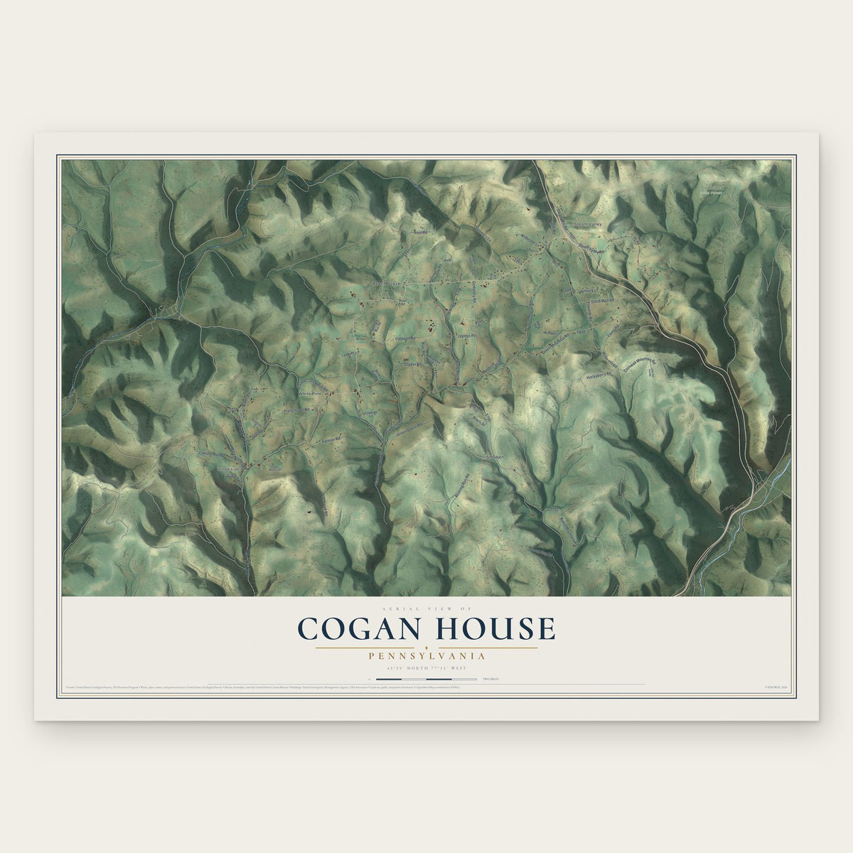 Cogan House, Pennsylvania map print, the full design
