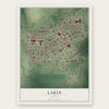 Lakin, Kansas map print, the full design