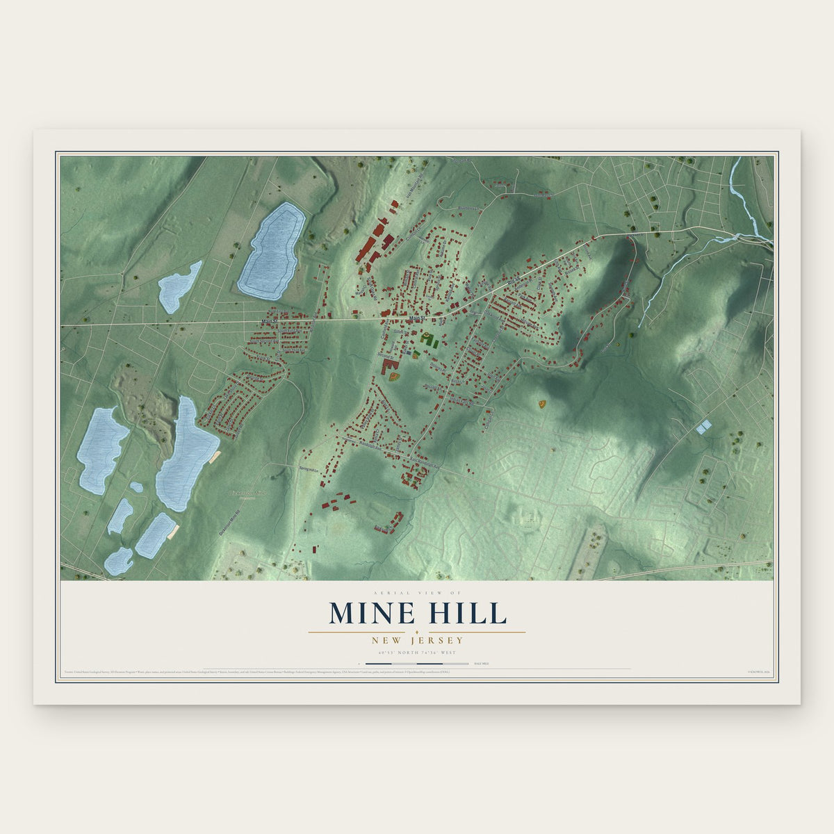 Mine Hill, New Jersey map print, the full design
