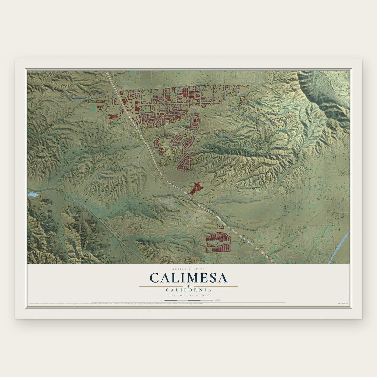 Calimesa, California map print, the full design