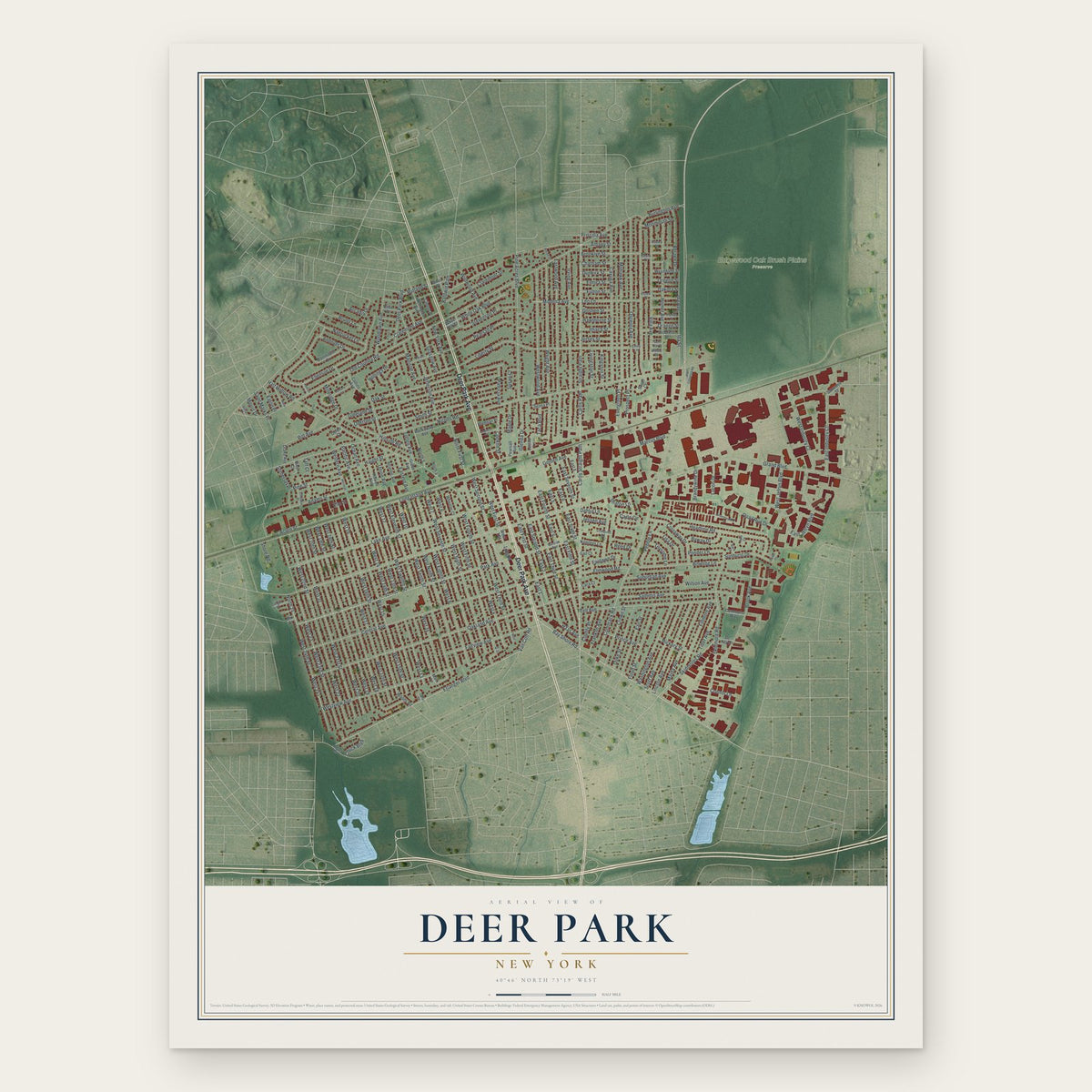 Deer Park, New York map print, the full design