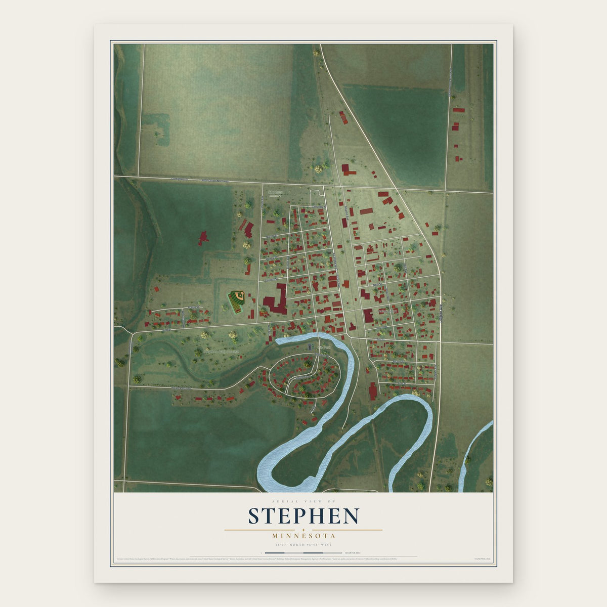 Stephen, Minnesota map print, the full design