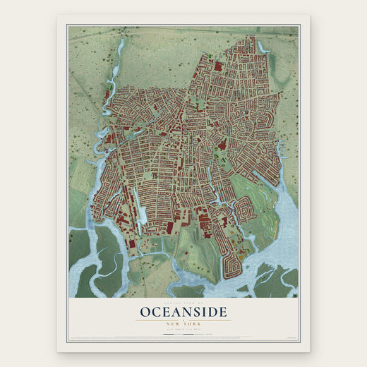 Oceanside, New York map print, the full design