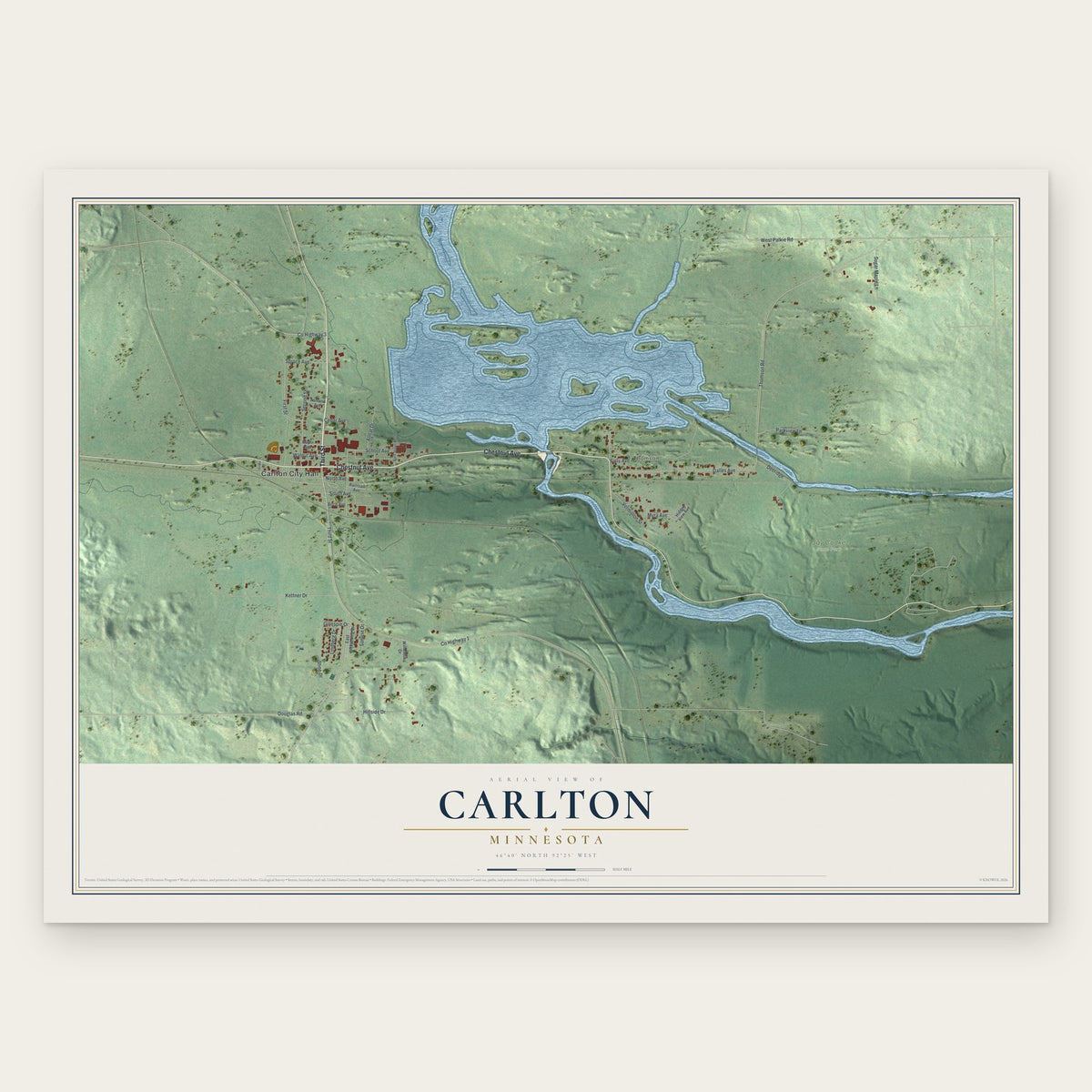 Carlton, Minnesota map print, the full design