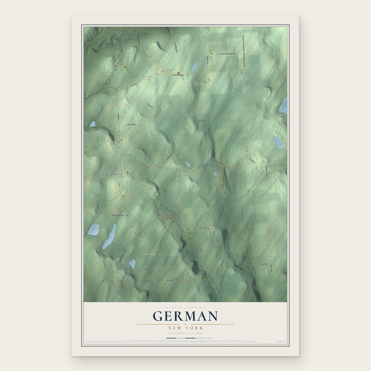 German, New York map print, the full design