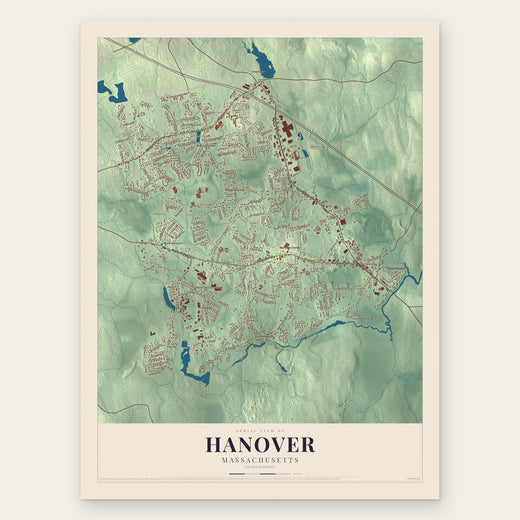 Hanover, Massachusetts map print, the full design