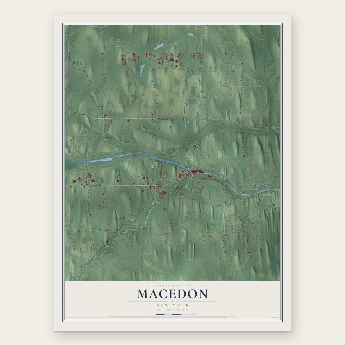 Macedon, New York map print, the full design