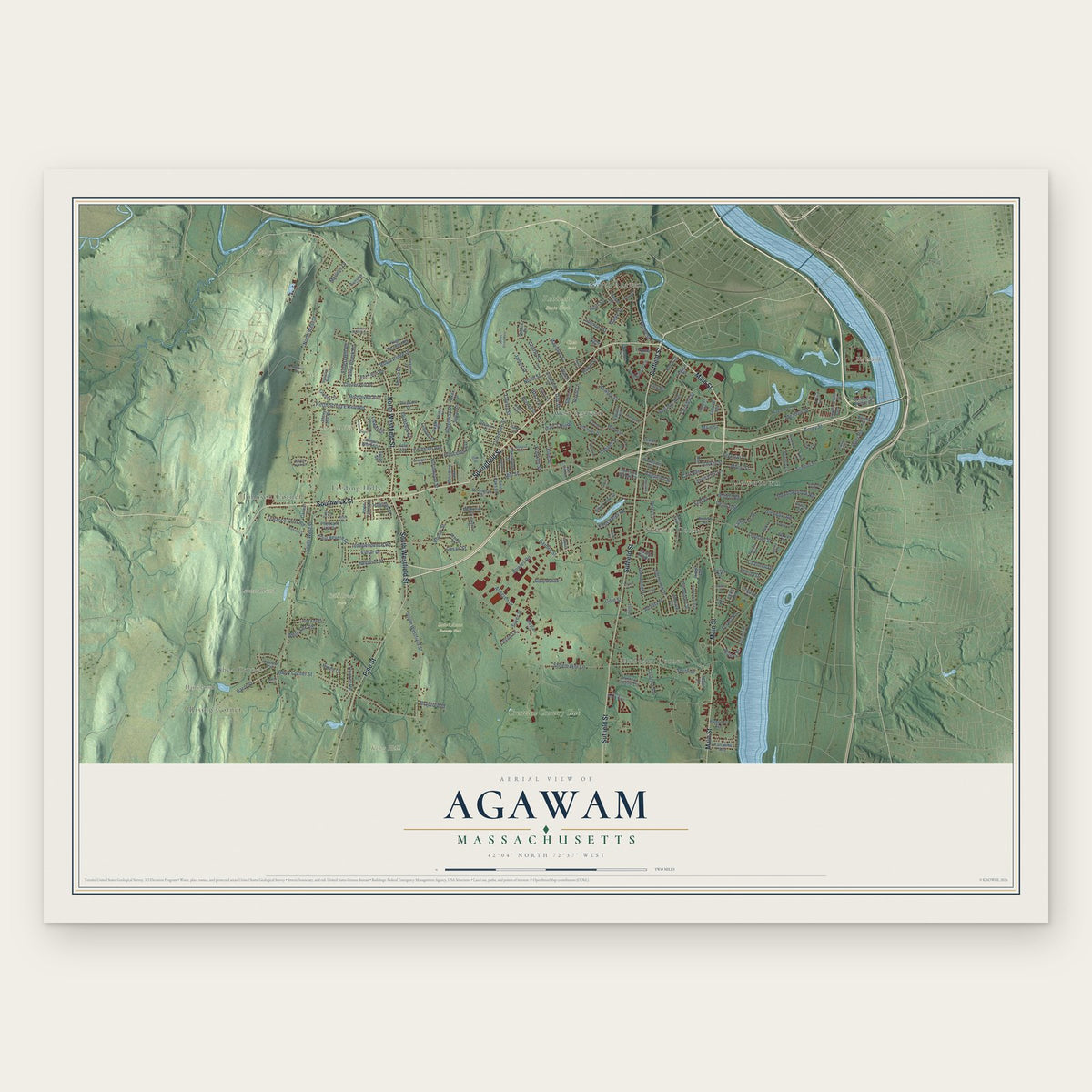 Agawam, Massachusetts map print, the full design