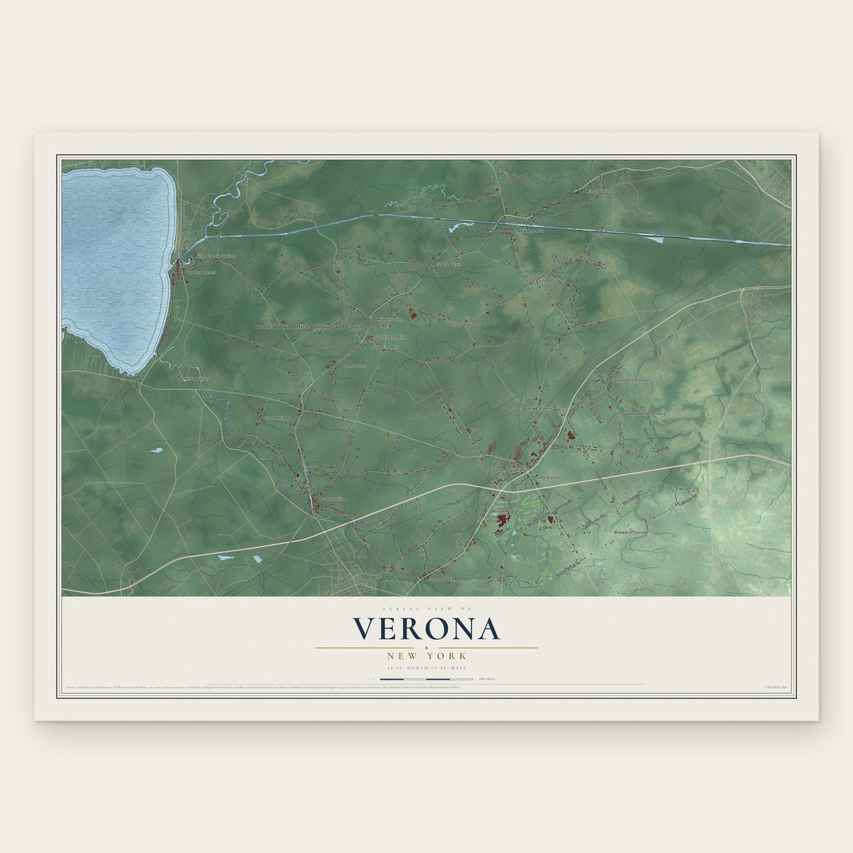 Verona, New York map print, the full design
