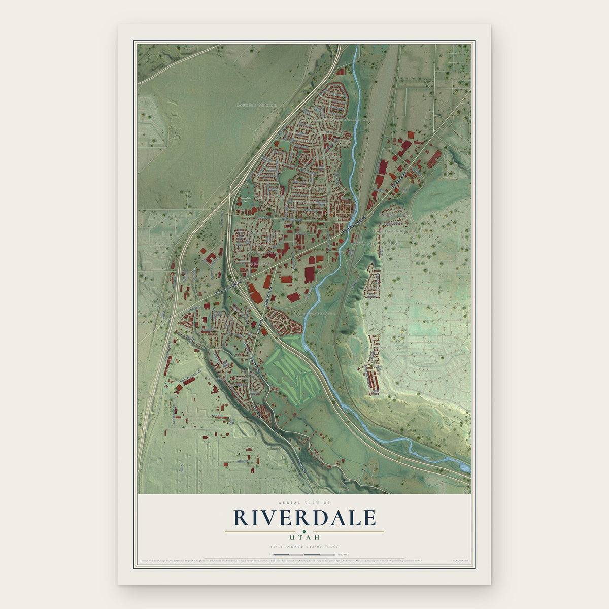 Riverdale, Utah map print, the full design