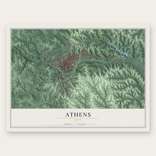 Athens, Ohio map print, the full design