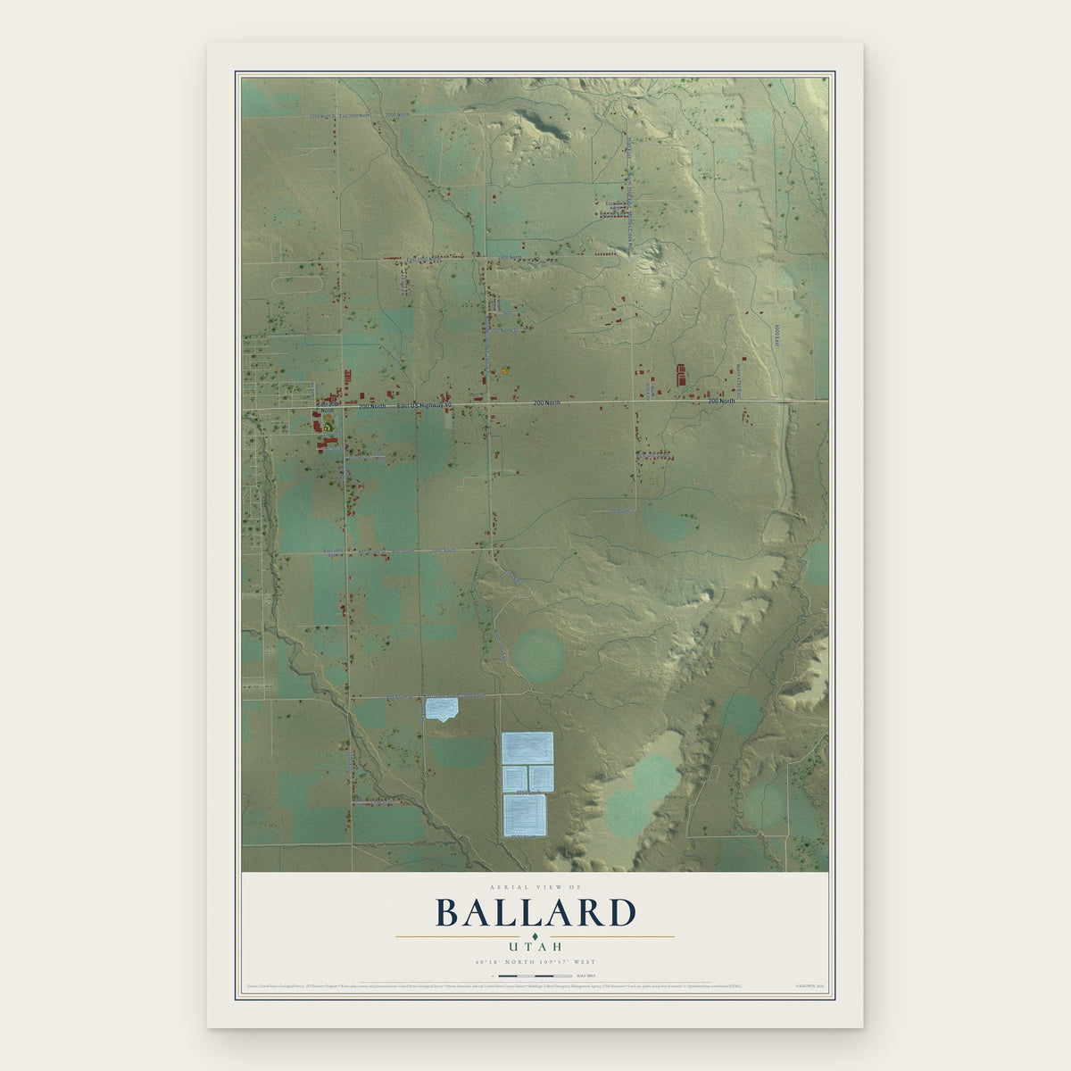 Ballard, Utah map print, the full design