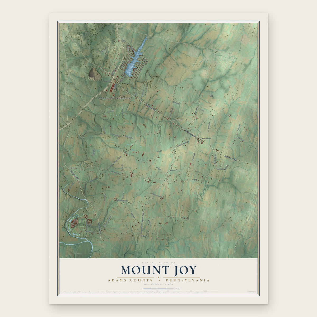 Mount Joy, Adams County, Pennsylvania map print, the full design