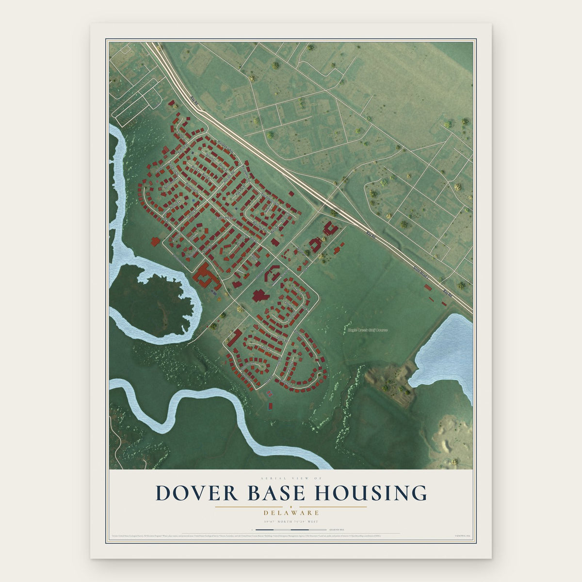 Dover Base Housing, Delaware map print, the full design