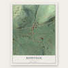 Roseville, Pennsylvania map print, the full design
