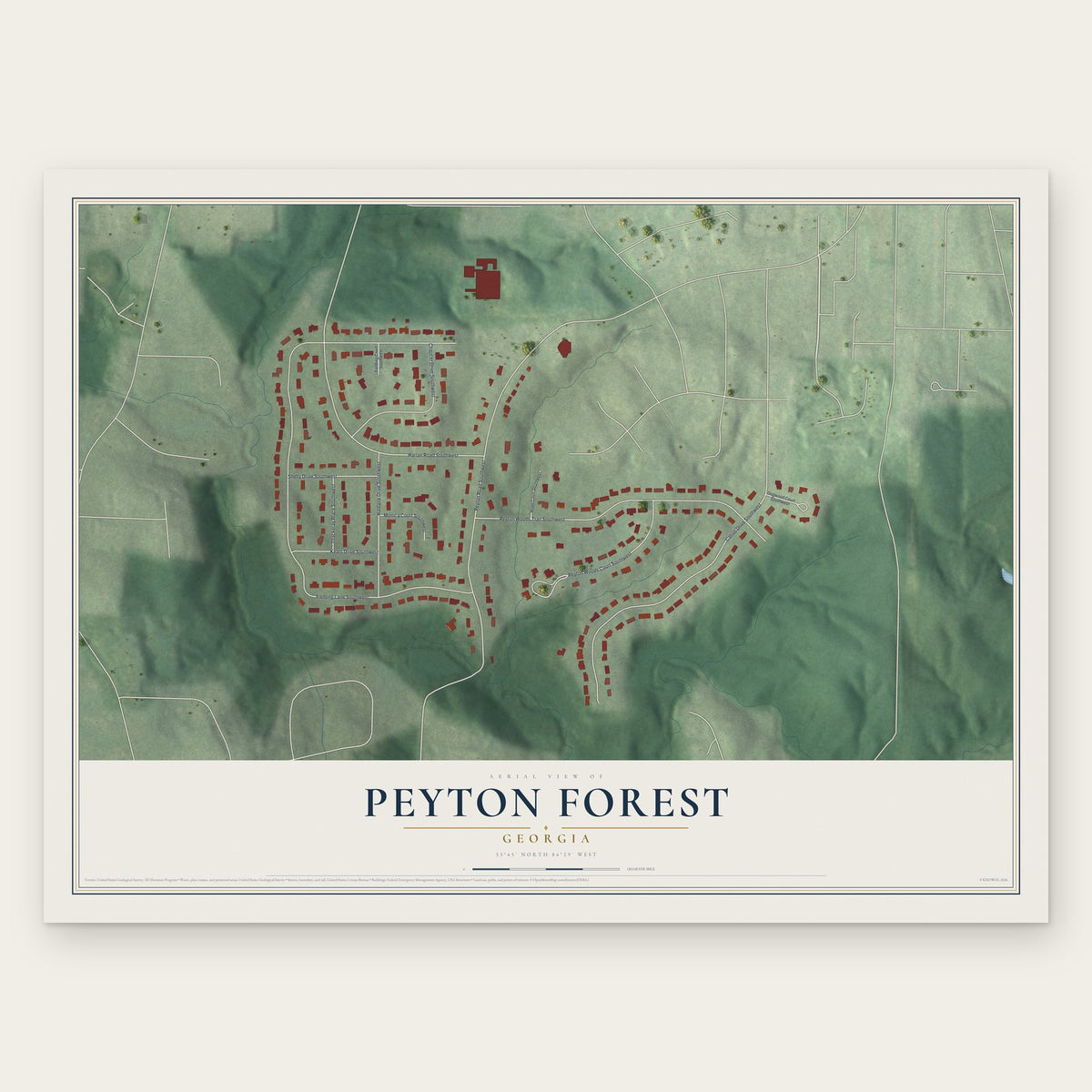 Peyton Forest, Georgia map print, the full design