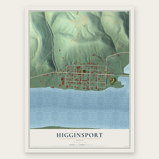 Higginsport, Ohio map print, the full design
