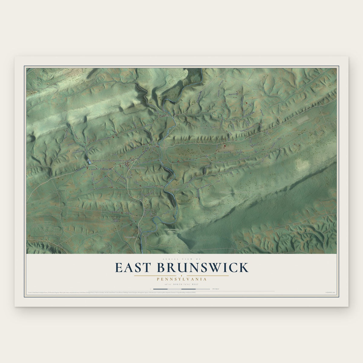 East Brunswick, Pennsylvania map print, the full design