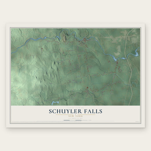 Schuyler Falls, New York map print, the full design