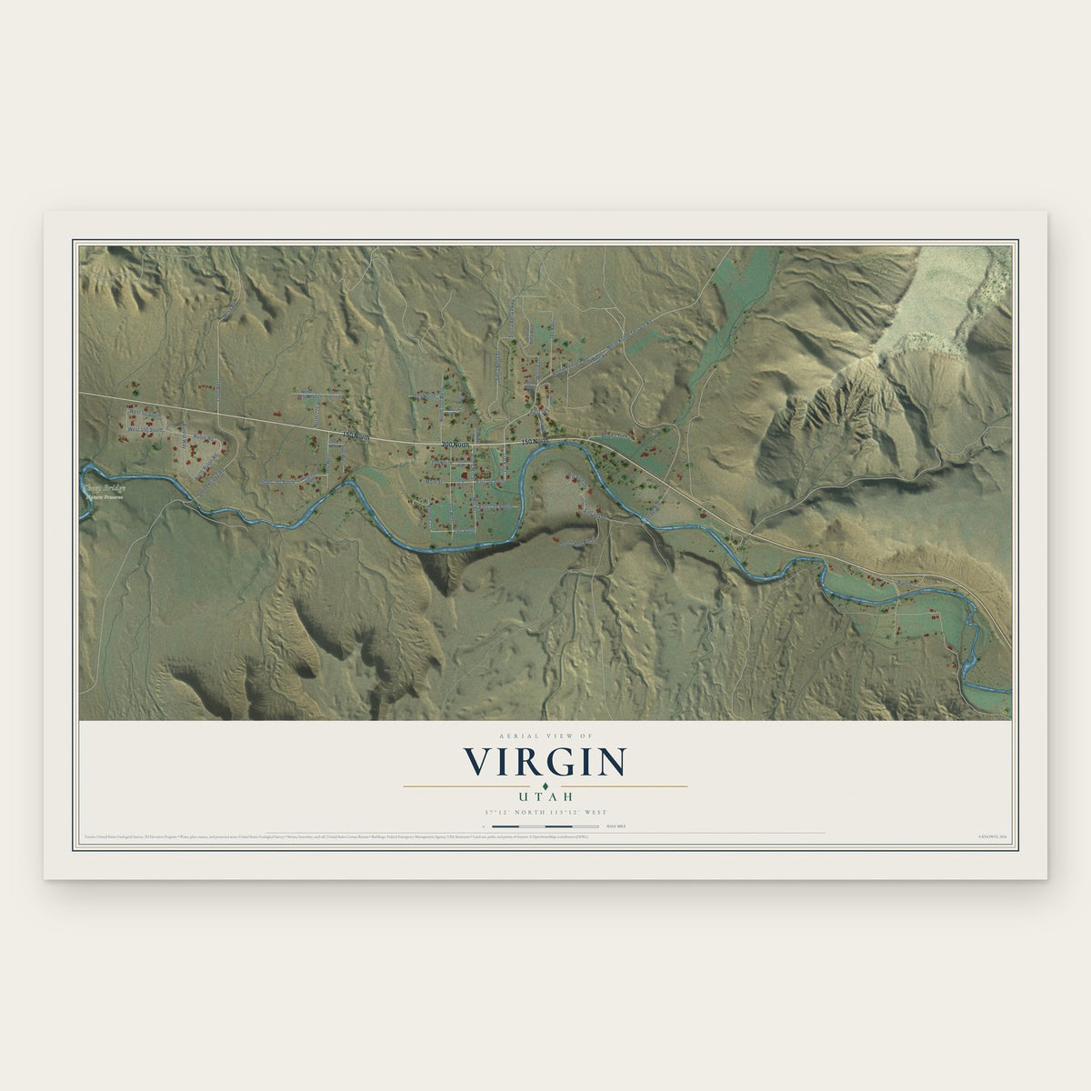 Virgin, Utah map print, the full design