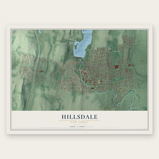 Hillsdale, New Jersey map print, the full design