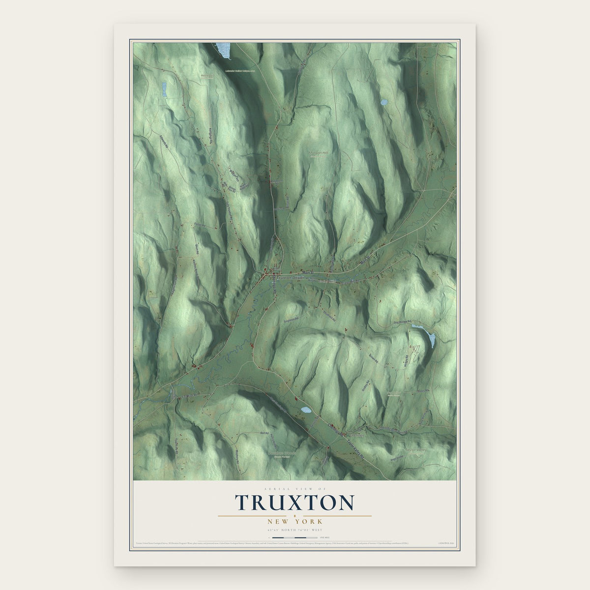 Truxton, New York map print, the full design