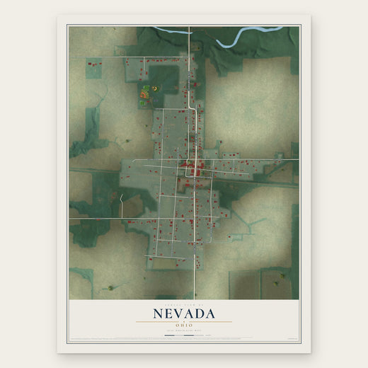 Nevada, Ohio map print, the full design