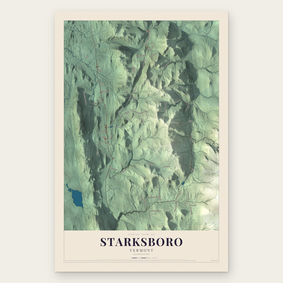 Starksboro, Vermont map print, the full design