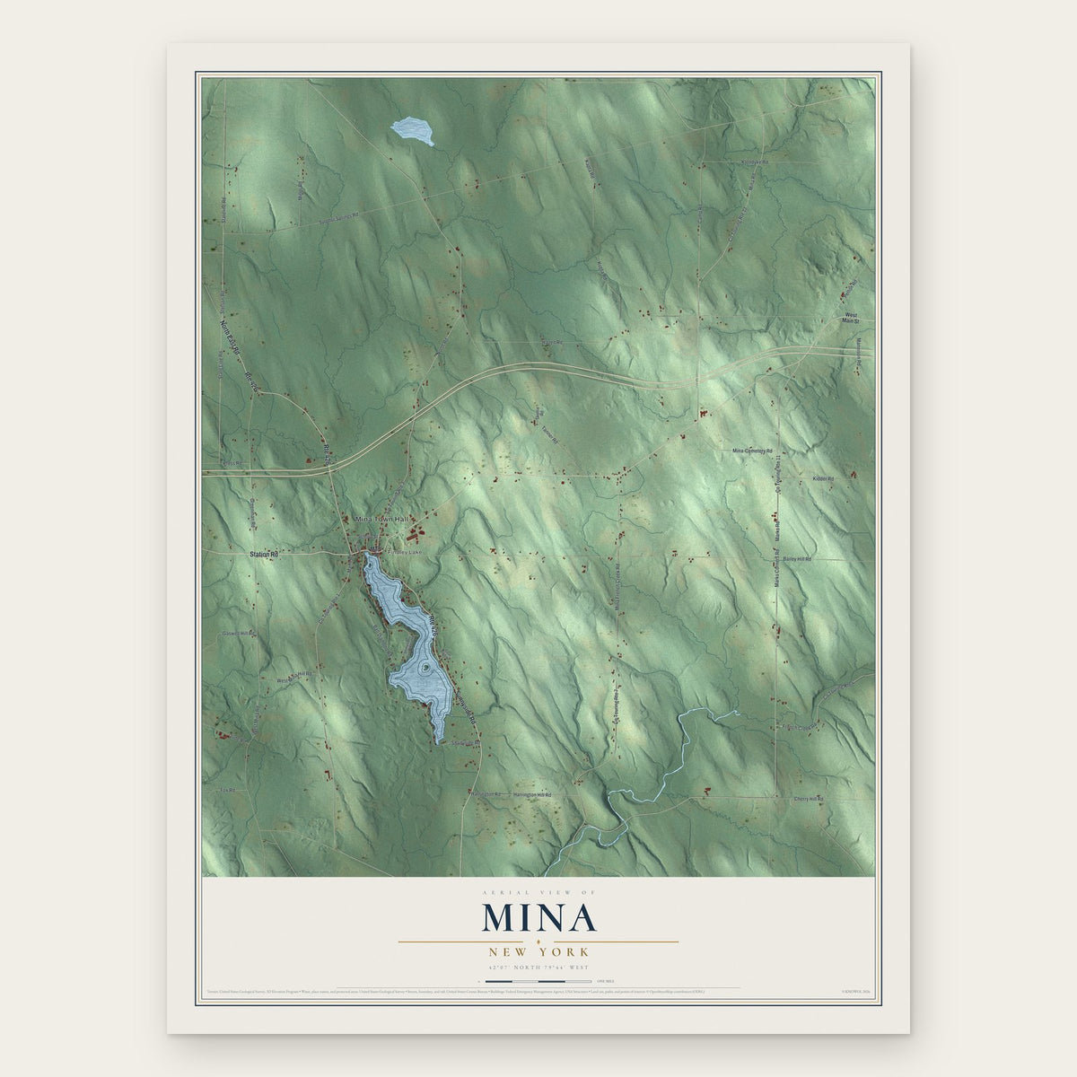 Mina, New York map print, the full design