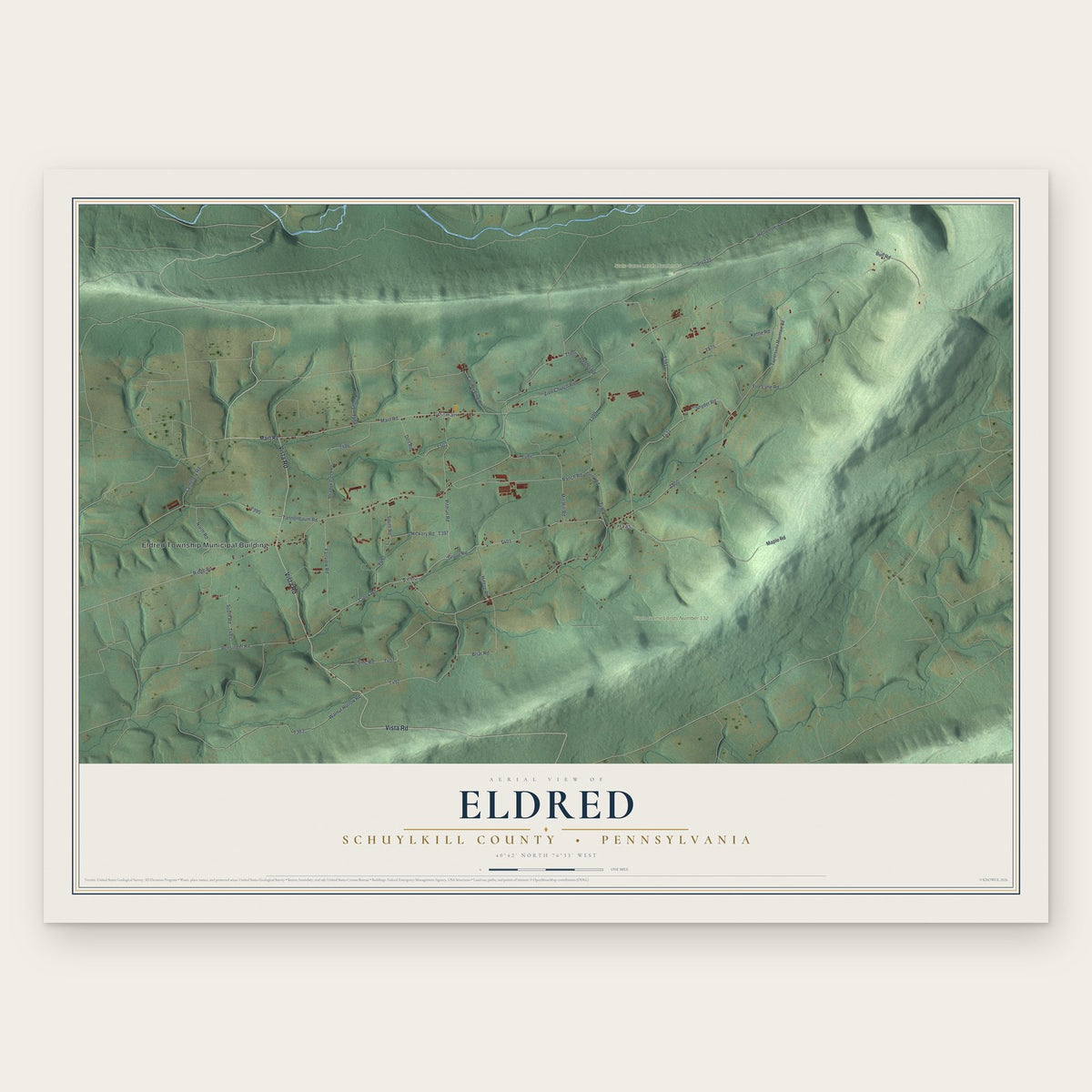 Eldred, Schuylkill County, Pennsylvania map print, the full design